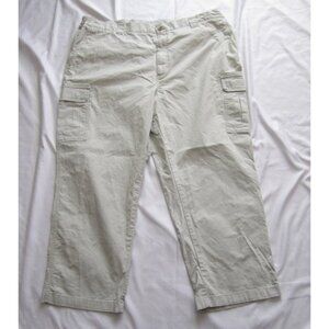 Women LL Bean Cotton Cargo 100% Cotton Khaki Pants Sz 46W x 28 in (WP260)